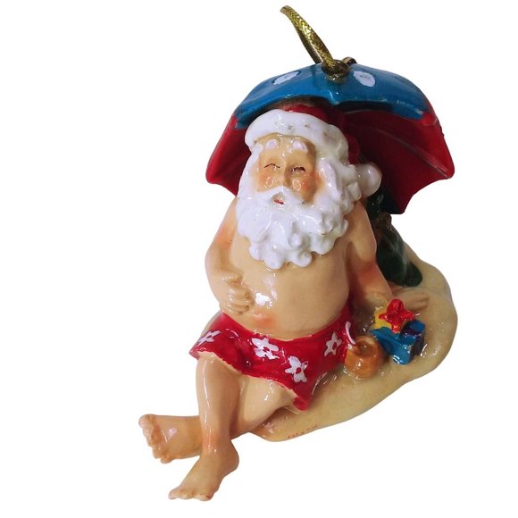 Bundle Lot of 6 Santa Claus Christmas Ornaments Beach Surfer Sandcastle Chill - Picture 5 of 11